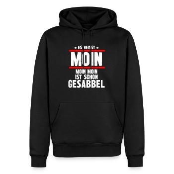 es heisst moin moin moin ist schon gesabbel - Männer Premium Bio Hoodie - Schwarz - Vorne - Nico (187cm)