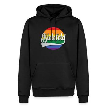 Bielefeld Regenbogen Tshirt Geschenk - Männer Premium Bio Hoodie - Schwarz - Vorne - Nico (187cm)