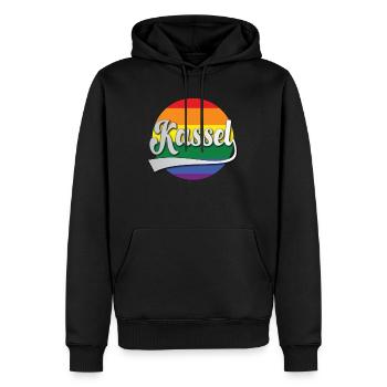 Kassel Arc-en-ciel Tshirt contre l’intolérance - Sweat à capuche Premium bio Homme - noir - Devant - Nico (187cm)