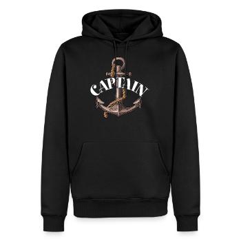 Kapitän - Männer Premium Bio Hoodie - Schwarz - Vorne - Nico (187cm)