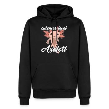 Cuteness Level Axolotl - Männer Premium Bio Hoodie - Schwarz - Vorne - Nico (187cm)