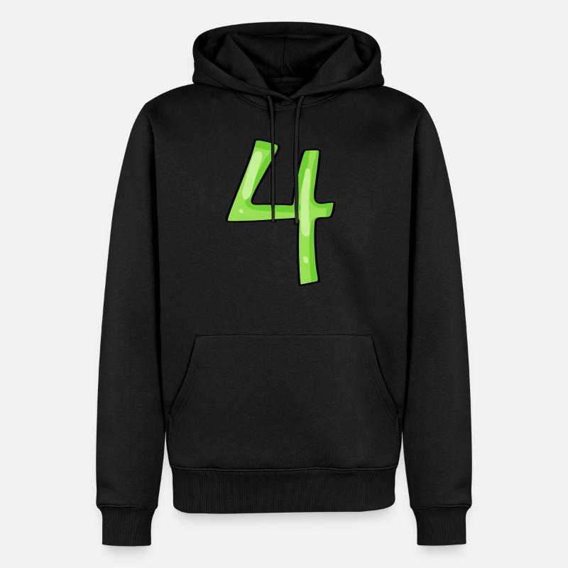 Numero 4 Verde - Felpa con cappuccio ecologica premium da uomo - nero