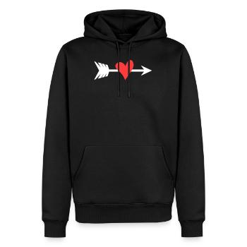 Herz Pfeil - Männer Premium Bio Hoodie - Schwarz - Vorne - Nico (187cm)