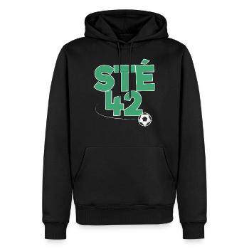 Sainté Saint-Etienne Stéphanois Sté 42 - Sweat à capuche Premium bio Homme - noir - Devant - Nico (187cm)