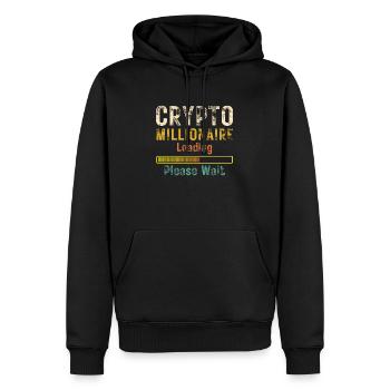 Crypto Millionaire Loading please wait coin trader - Men’s Premium Organic Hoodie - black - Front - Nico (187cm)