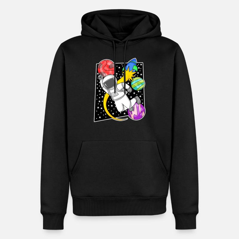 Astronaute dans l’espace avec fusée - Sweat à capuche Premium bio Homme - noir
