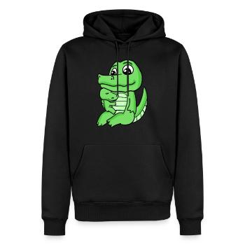 Famille crocodile - Crocodile avec bébé - Crocodile - Sweat à capuche Premium bio Homme - noir - Devant - Nico (187cm)