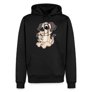 Hund Familie - Hund mit Baby - Hund mit Kind - Männer Premium Bio Hoodie - Schwarz - Vorne - Nico (187cm)