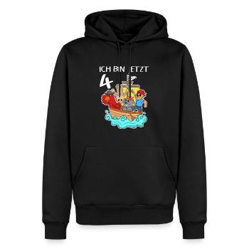 4. Geburtstag Geburtstagskind Piratenschiff - Männer Premium Bio Hoodie - Schwarz - Vorne - Nico (187cm)