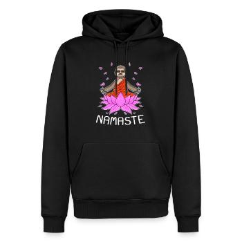 Yoga Namaste paresseux - Sweat à capuche Premium bio Homme - noir - Devant - Nico (187cm)