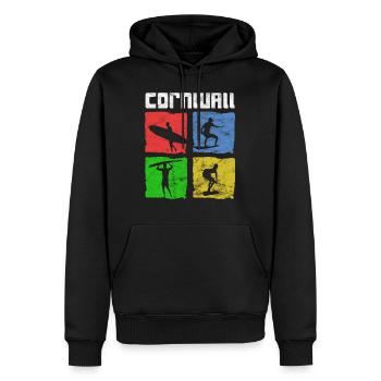 Surfen für Surfer Vintage Cornwall Geschenkidee - Männer Premium Bio Hoodie - Schwarz - Vorne - Nico (187cm)