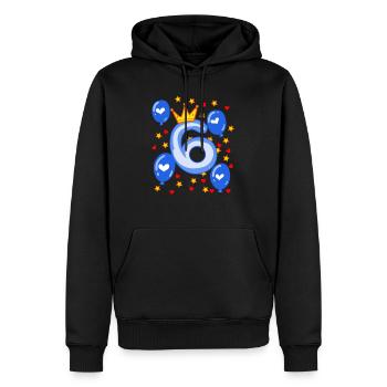 6ème anniversaire jeunes ballons de couronne étoiles - Sweat à capuche Premium bio Homme - noir - Devant - Nico (187cm)