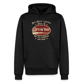 Dresden Retro der perfekte Dresdener Mann - Männer Premium Bio Hoodie - Schwarz - Vorne - Nico (187cm)