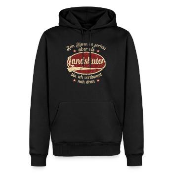 Landshut Retro der perfekte Landshuter Mann - Männer Premium Bio Hoodie - Schwarz - Vorne - Nico (187cm)