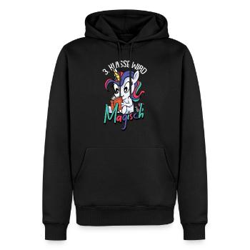 3. Klasse Schule Grundschule Einhorn Geschenk - Männer Premium Bio Hoodie - Schwarz - Vorne - Nico (187cm)