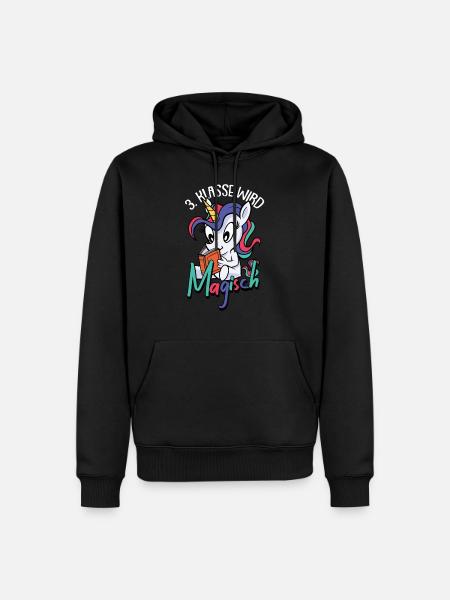 3. Klasse Schule Grundschule Einhorn Geschenk - Männer Premium Bio Hoodie - Schwarz