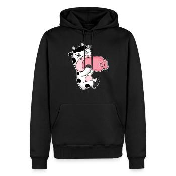 Kuh Wurst Motiv Lustig - Männer Premium Bio Hoodie - Schwarz - Vorne - Nico (187cm)