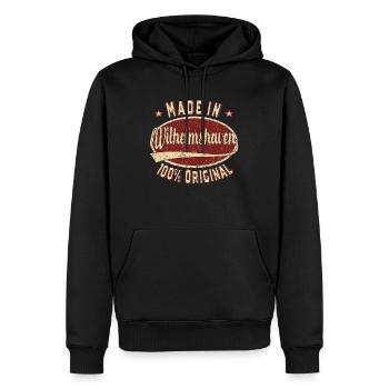 Made in Wilhelmshaven 100 % original Retro - Sweat à capuche Premium bio Homme - noir - Devant - Nico (187cm)