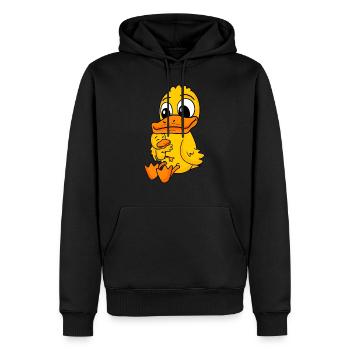 Canard famille - Canard avec bébé - Canard - Sweat à capuche Premium bio Homme - noir - Devant - Nico (187cm)
