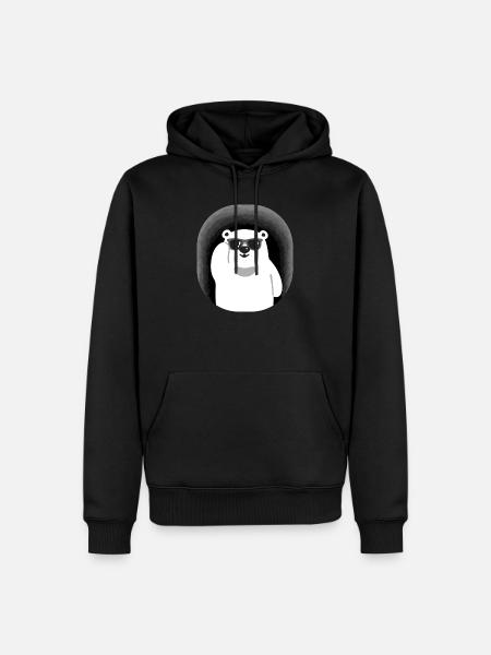 Bär mit Sonnenbrille in Höhle - Männer Premium Bio Hoodie - Schwarz