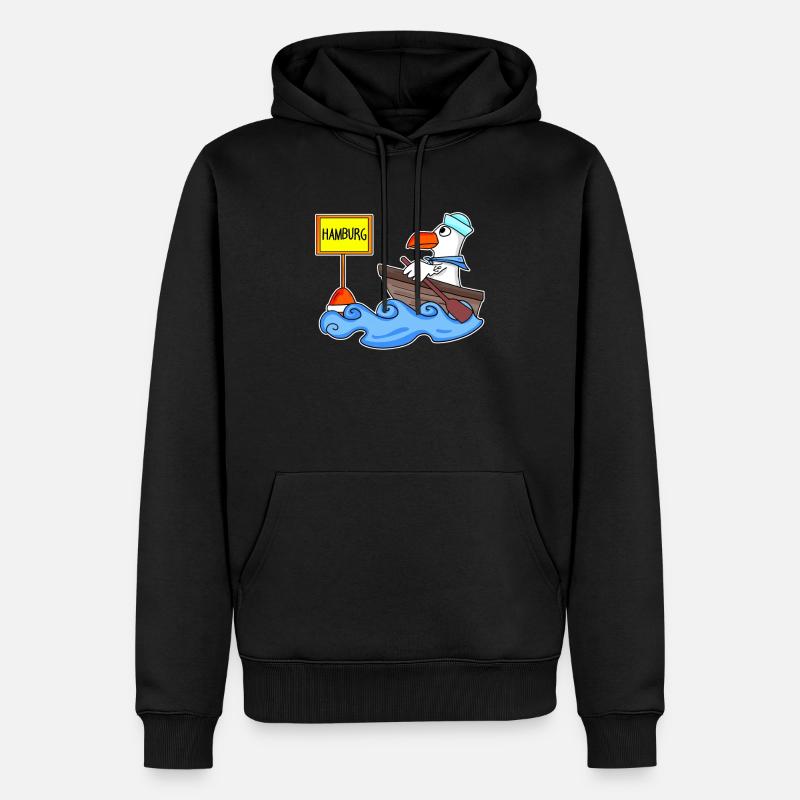 Hamburg Möwe Boot - Männer Premium Bio Hoodie - Schwarz
