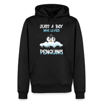 Just A Boy Who Loves Penguins Penguin Art Cartoon - Männer Premium Bio Hoodie - Schwarz - Vorne - Nico (187cm)