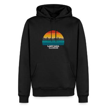 Lake Sara Illinois - Männer Premium Bio Hoodie - Schwarz - Vorne - Nico (187cm)