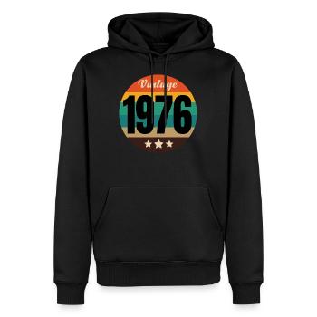 MILLÉSIME 1976 - Sweat à capuche Premium bio Homme - noir - Devant - Nico (187cm)