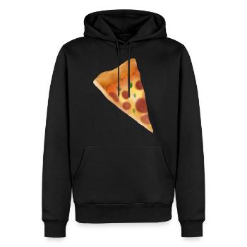Pizza Pizza fetta - Felpa con cappuccio ecologica premium da uomo - nero - Fronte - Nico (187cm)