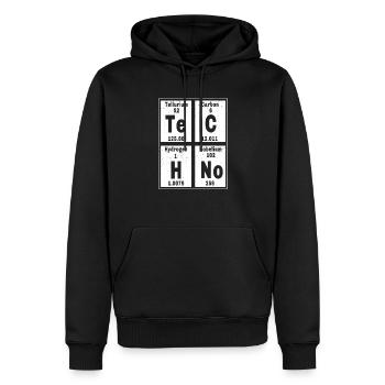 Techno Music Science Periodic Table Freetekno Rave - Sweat à capuche Premium bio Homme - noir - Devant - Nico (187cm)