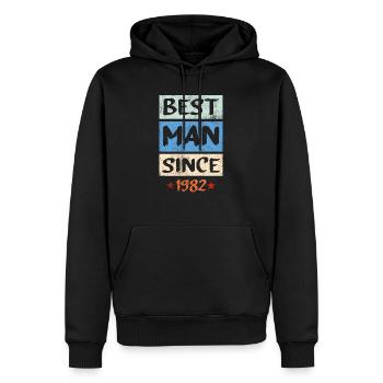 Anniversaire 1982 82 Vintage Homme Millésime Cadeau - Sweat à capuche Premium bio Homme - noir - Devant - Nico (187cm)