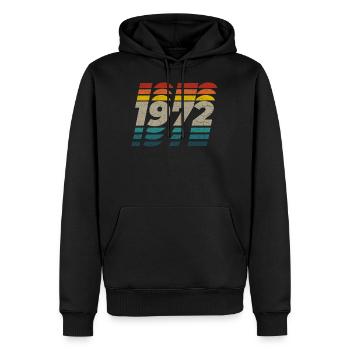 50e anniversaire, 1972. Anniversary grunge - Sweat à capuche Premium bio Homme - noir - Devant - Nico (187cm)