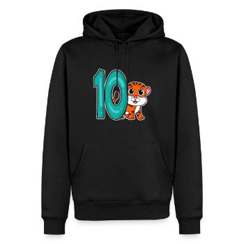 10 Jahre alt - 10. Geburtstag - Kindergeburtstag - Männer Premium Bio Hoodie - Schwarz - Vorne - Nico (187cm)