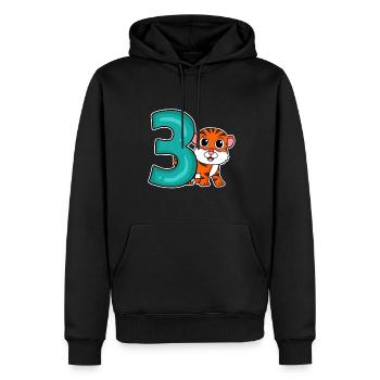 3 Jahre alt - 3. Geburtstag - Kindergeburtstag - Männer Premium Bio Hoodie - Schwarz - Vorne - Nico (187cm)