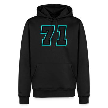 71 symbole de nombre - Sweat à capuche Premium bio Homme - noir - Devant - Nico (187cm)