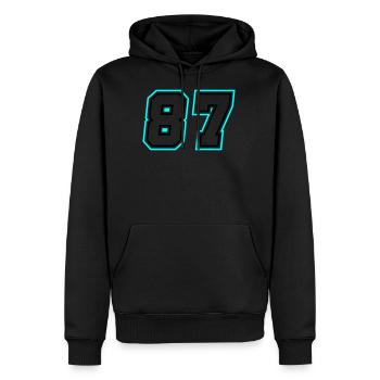 87 Zahl Symbol - Männer Premium Bio Hoodie - Schwarz - Vorne - Nico (187cm)
