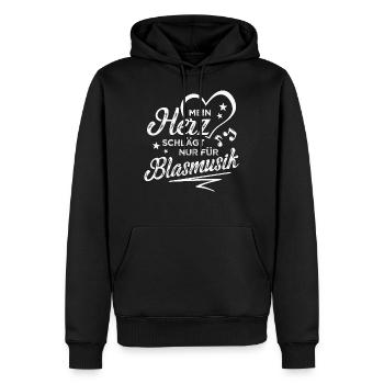 Mein Herz Schlägt Nur Für Blasmusik - Männer Premium Bio Hoodie - Schwarz - Vorne - Nico (187cm)