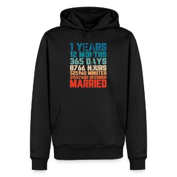 1 an marié Mariage Mariage Dire Cadeau - Sweat à capuche Premium bio Homme - noir - Devant - Nico (187cm)
