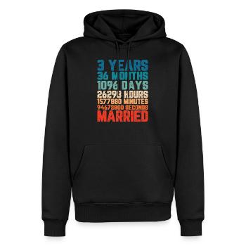 3 ans marié Mariage Mariage Dire Cadeau - Sweat à capuche Premium bio Homme - noir - Devant - Nico (187cm)