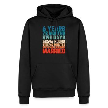 6 Jahre verheiratet Hochzeit Ehe Spruch Geschenk - Männer Premium Bio Hoodie - Schwarz - Vorne - Nico (187cm)