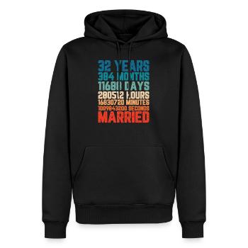 32 ans marié Mariage Mariage Dire Cadeau - Sweat à capuche Premium bio Homme - noir - Devant - Nico (187cm)