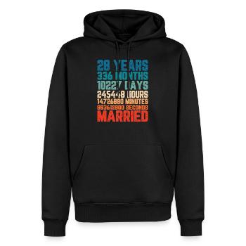 28 Jahre verheiratet Hochzeit Ehe Spruch Geschenk - Männer Premium Bio Hoodie - Schwarz - Vorne - Nico (187cm)