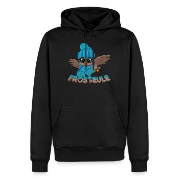 Frosteule Eule Frostbeule Herbst Winter - Männer Premium Bio Hoodie - Schwarz - Vorne - Nico (187cm)