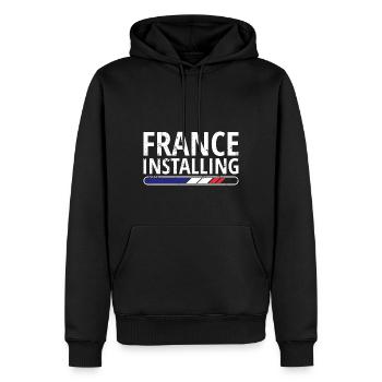 Drapeau France look usé drapeau français - Sweat à capuche Premium bio Homme - noir - Devant - Nico (187cm)