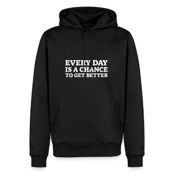 Jeder Tag ist eine Chance, besser zu werden - Männer Premium Bio Hoodie - Schwarz - Vorne - Nico (187cm)