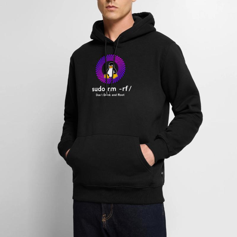 Ordinateur Sys admin Penguin Nerd pc sudo rm -rf cod Sweat à capuche Premium bio Homme
