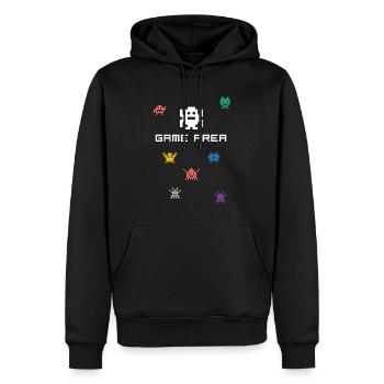 game area pixel nerd pc konsole retro gamer Monste - Männer Premium Bio Hoodie - Schwarz - Vorne - Nico (187cm)