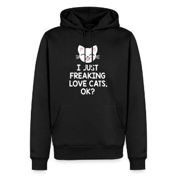 chat - Sweat à capuche Premium bio Homme - noir - Devant - Nico (187cm)