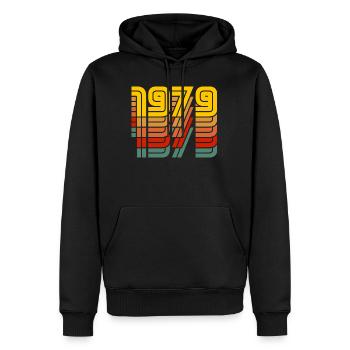 1979 vintage coloré - Sweat à capuche Premium bio Homme - noir - Devant - Nico (187cm)