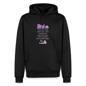 Bücher sind wie Kekse. Hat man einmal angefangen.. - Männer Premium Bio Hoodie - Schwarz - Vorne - Nico (187cm)